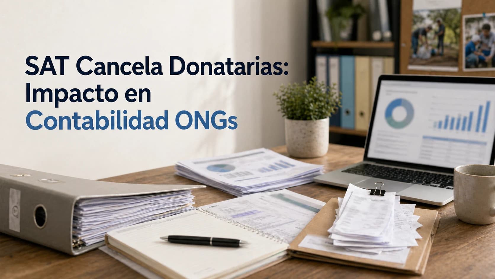 Portada editorial del artículo sobre la cancelación de donatarias y su impacto contable en ONGs en México.