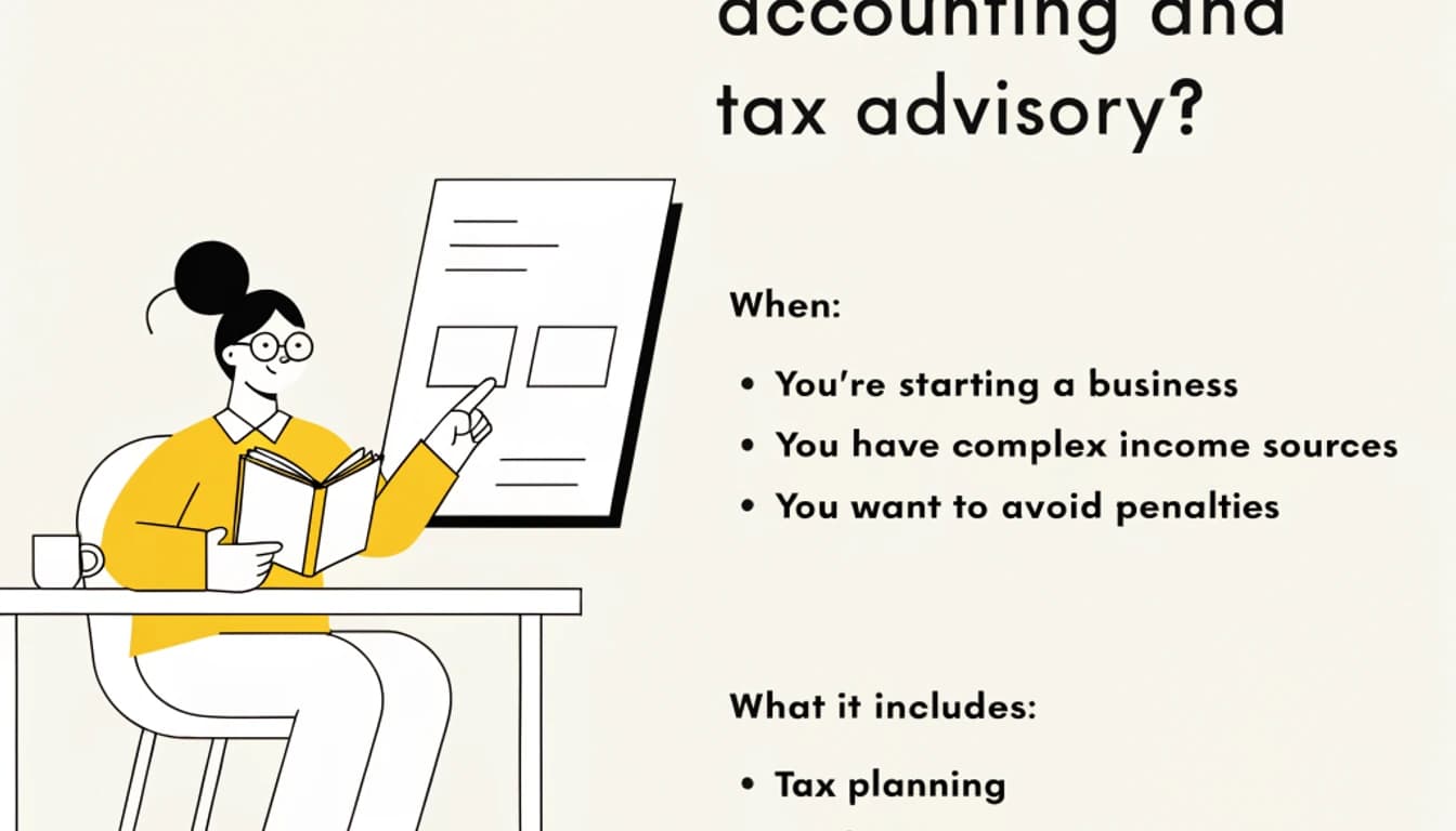 Accounting and tax advisory documents on an organized desk