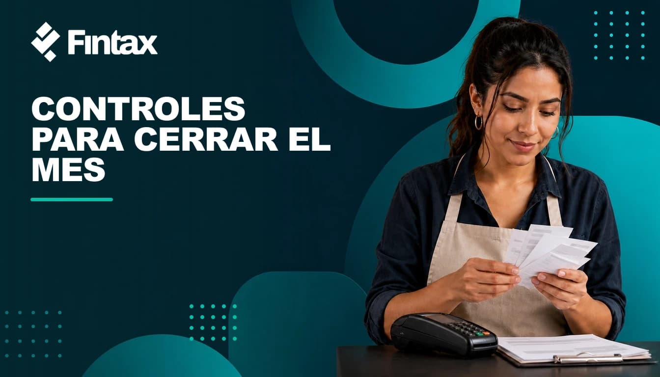 Dueña de negocio conciliando ventas y recibos para cerrar el mes.