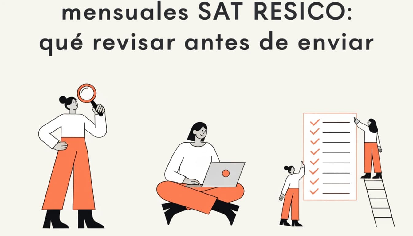 Declaración mensual SAT RESICO con CFDI cobrados, bancos, retenciones, IVA y datos prellenados
