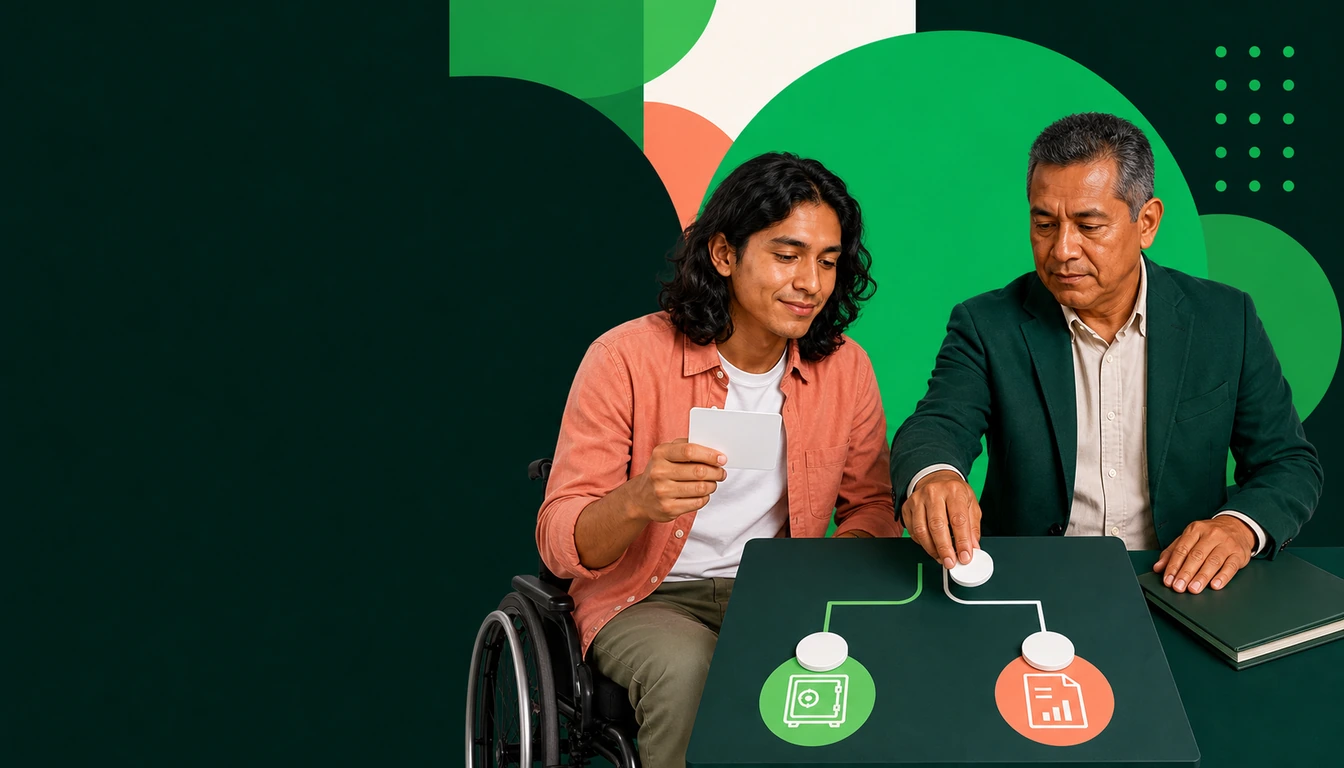 Mexican wheelchair-using designer and Mixtec accountant routing one collection into separate IVA and ISR cash-flow paths.