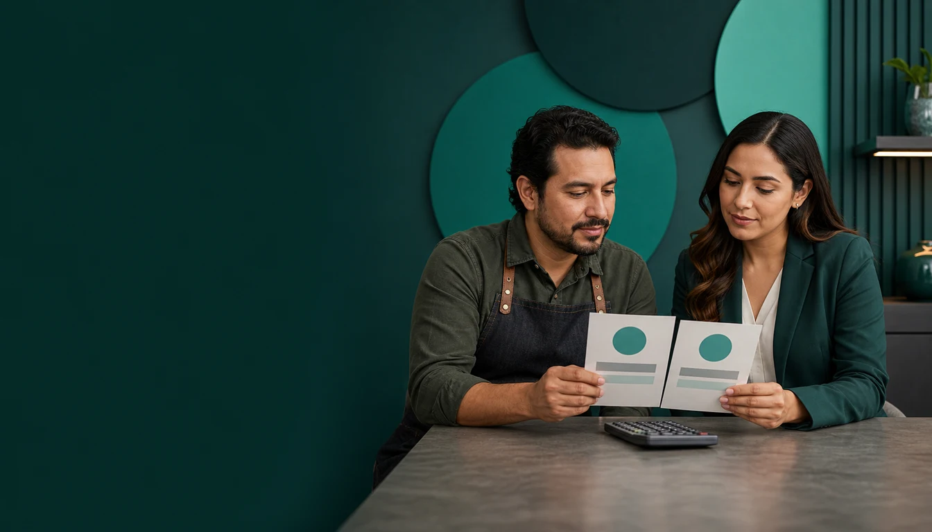 Persona emprendedora y contadora comparando escenarios antes de elegir RESICO.