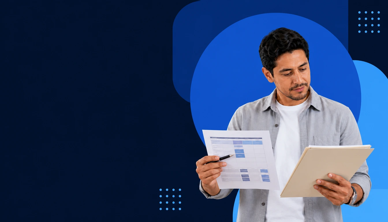 Empresario comparando el alcance y entregables de servicios contables y fiscales.