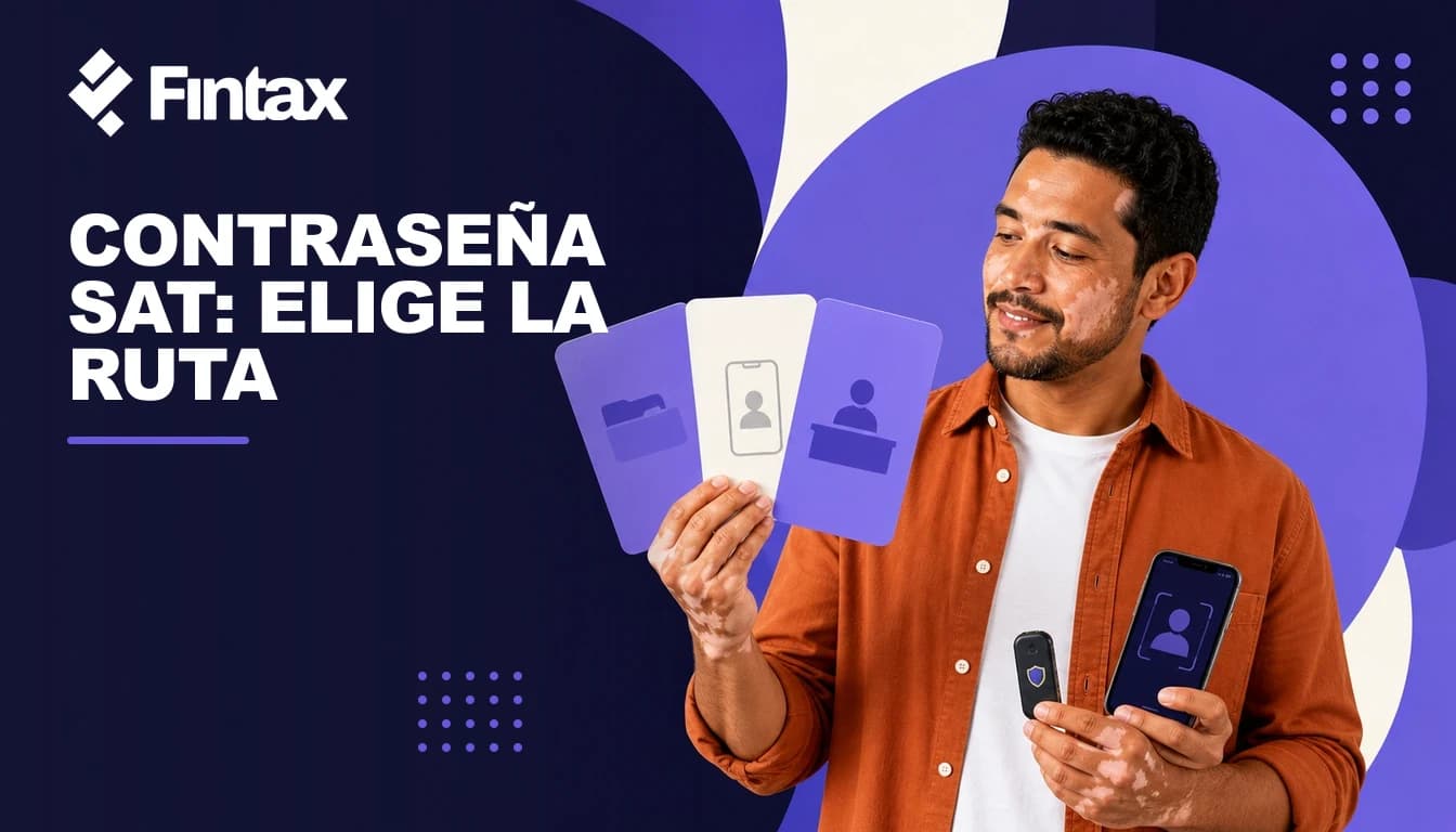 Contribuyente mexicano con vitiligo comparando las rutas de SAT ID, e.firma y atención presencial para recuperar su Contraseña.