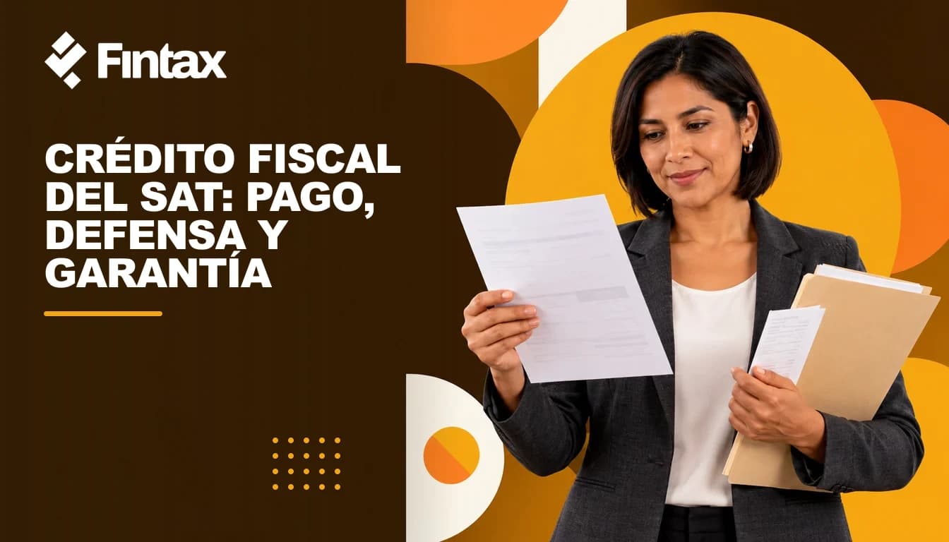 Una persona mexicana propietaria de un negocio revisa una resolución fiscal con una carpeta delgada de expediente y documentos en papel.