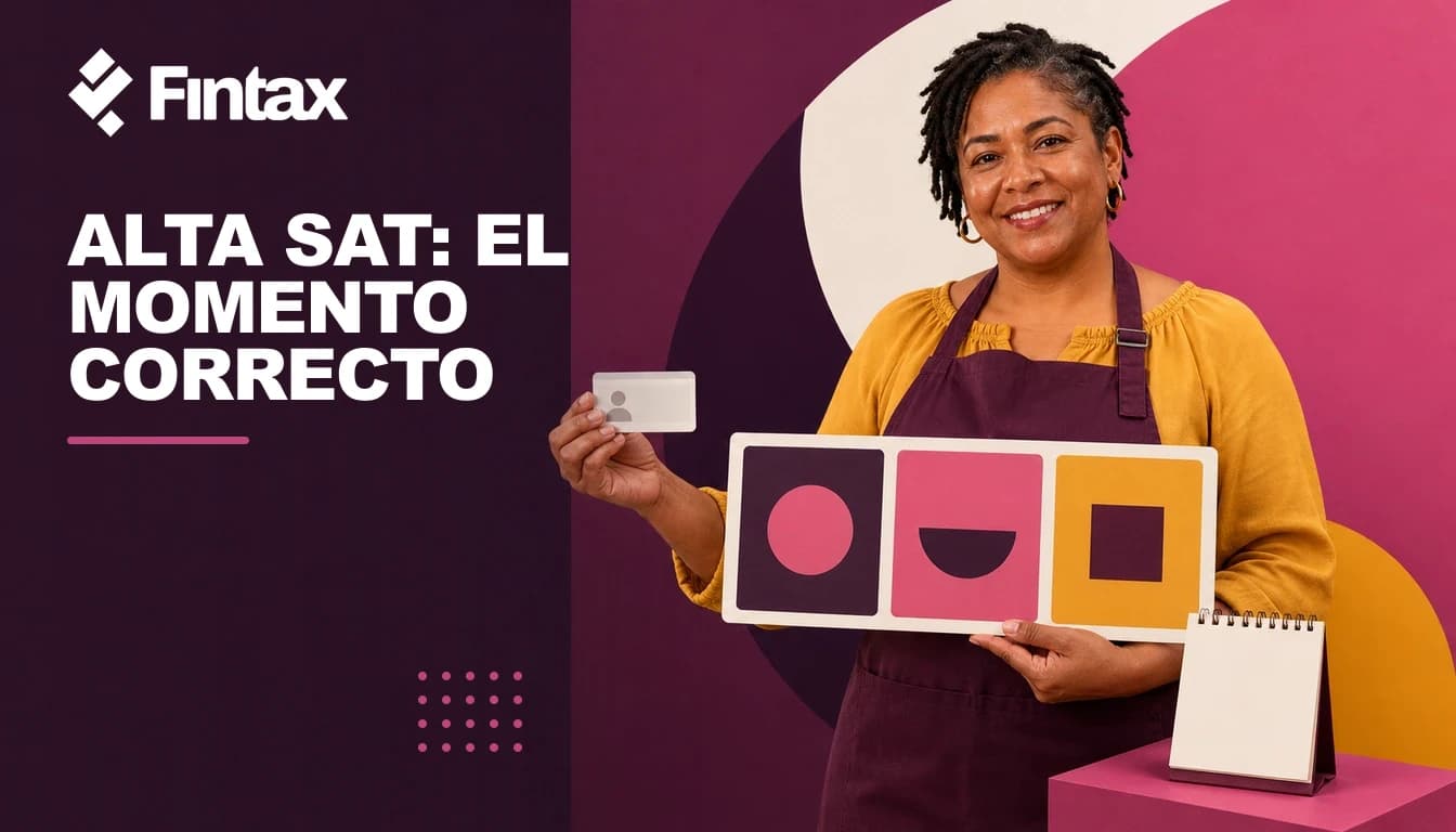 Emprendedora mexicana ordenando las etapas para obtener RFC, activar una actividad y verificar obligaciones fiscales.