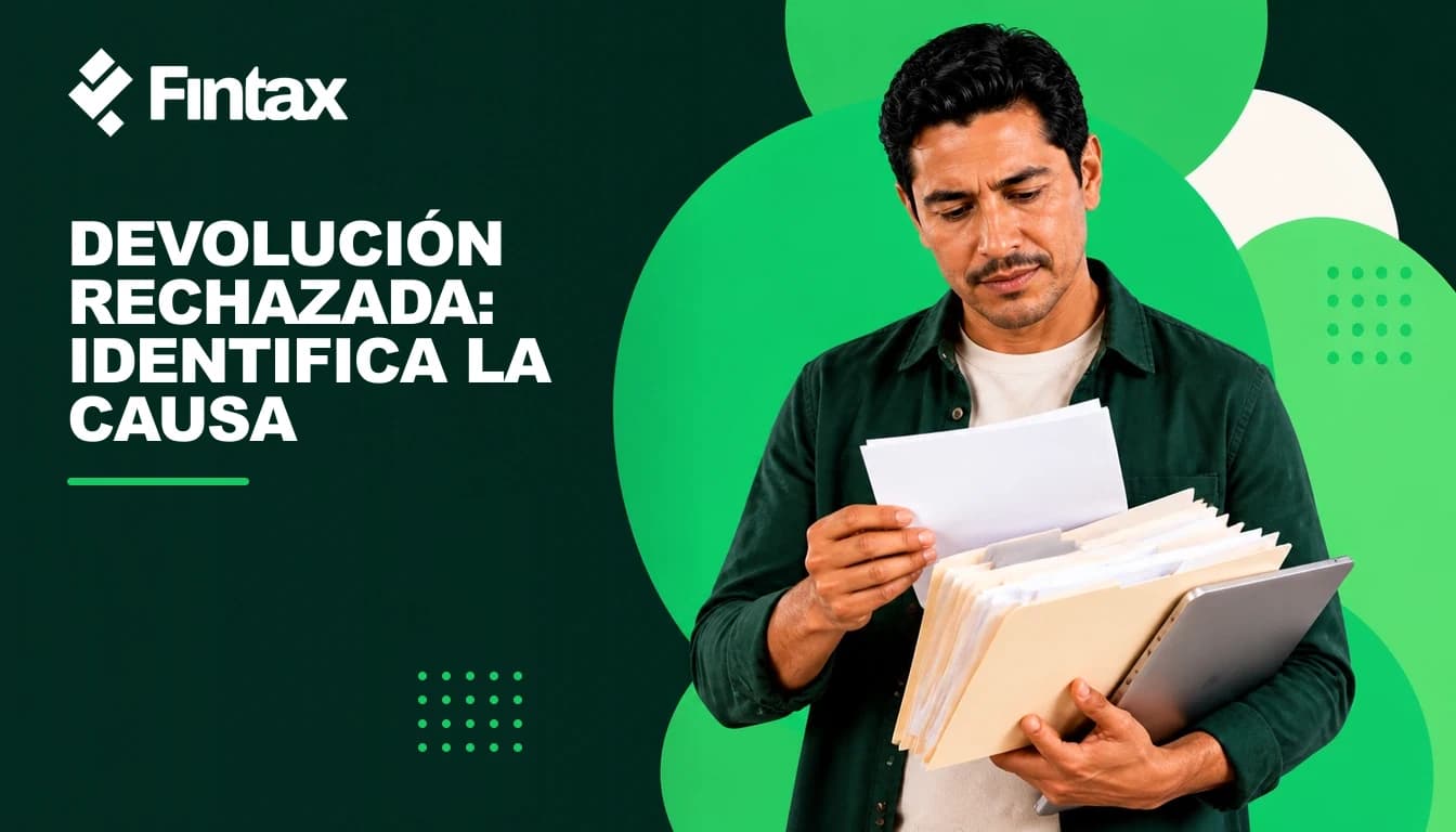 Persona revisando el motivo de una devolución rechazada y preparando evidencia para el SAT.