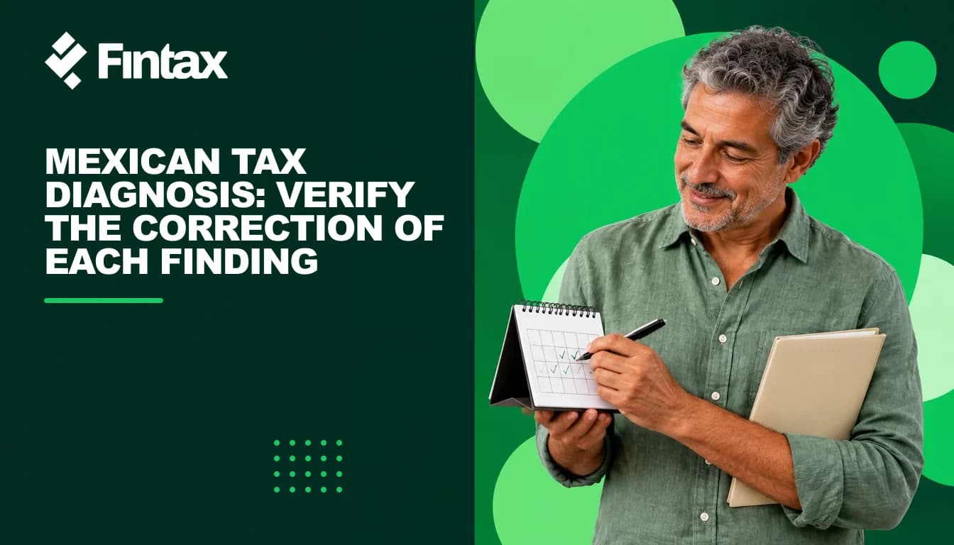 Mexican business owner reviewing a tax diagnosis folder and marking actions on a calendar.
