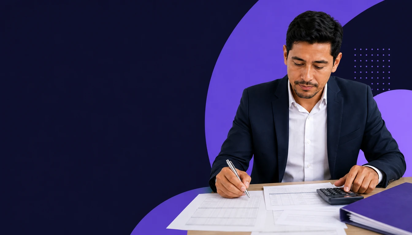 Accountant updating a historical tax loss schedule.