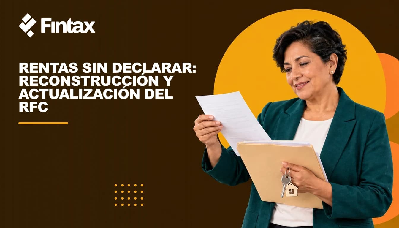 Una propietaria mexicana coteja su contrato de arrendamiento con una carpeta de recibos mensuales y una llave de casa.