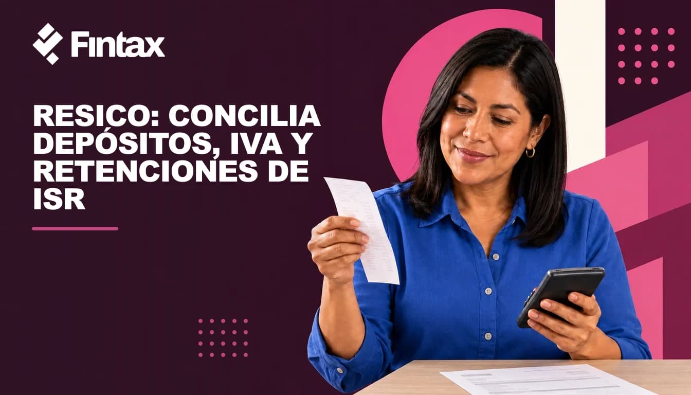 Una persona comerciante mexicana vincula un comprobante de pago con una factura usando una calculadora.