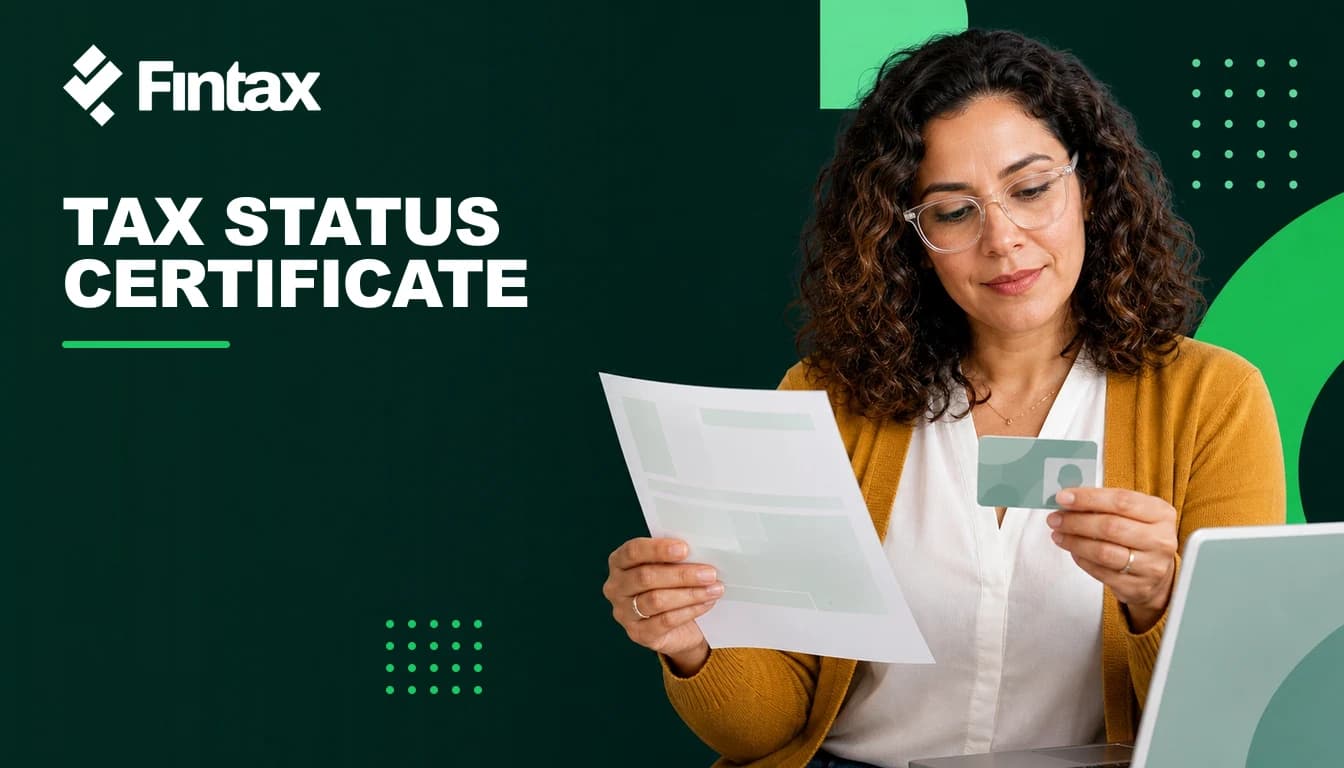 Individual downloading a tax status certificate and verifying key details.