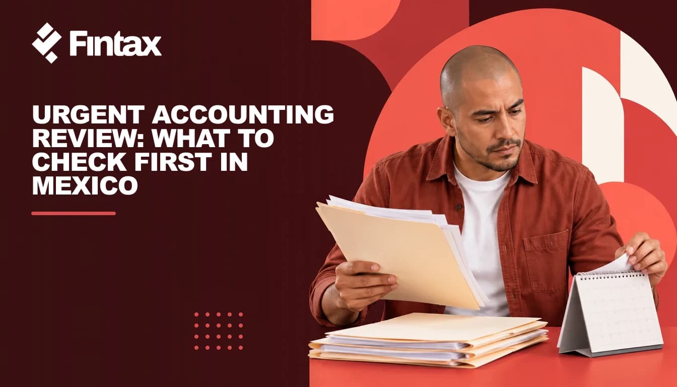 A Mexican business owner reviews a calendar and accounting documents to prioritize pending work.