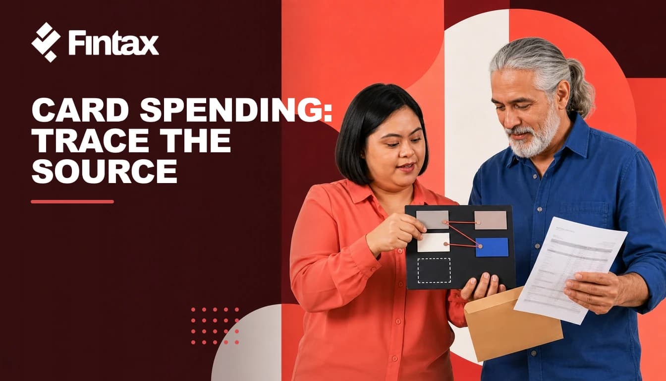 Mexican financial analyst and contractor matching credit-card charges to documented funding sources on an evidence board.
