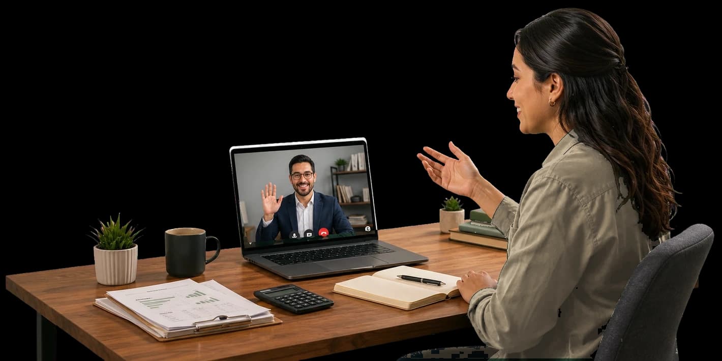 Person reviewing tax questions during an online advisory call