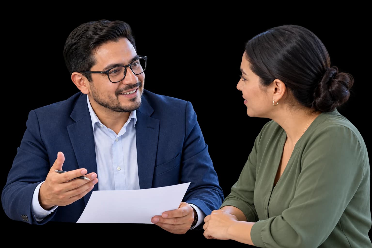 Accountant guiding a client during a consultation