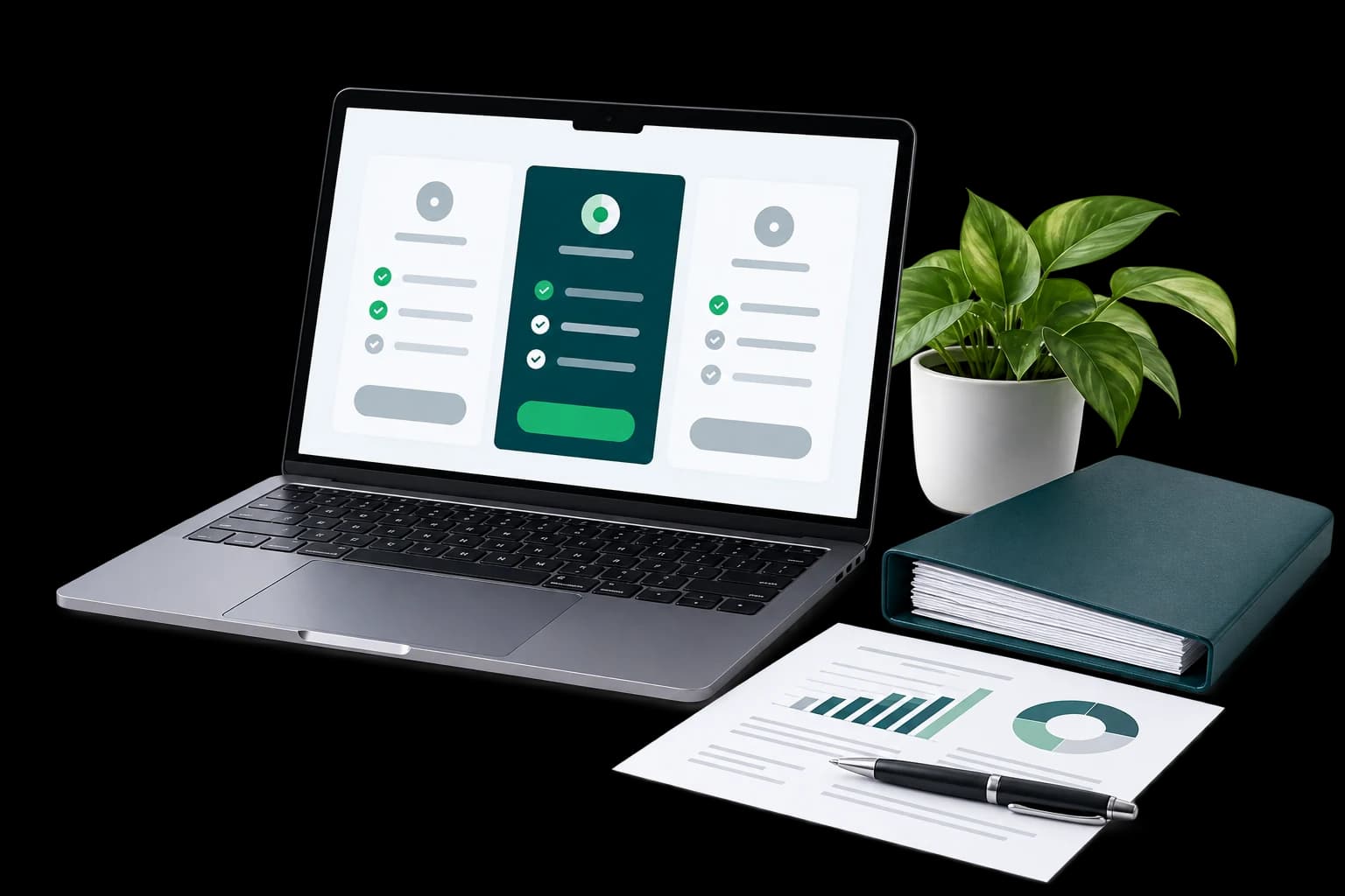 Accounting plans displayed on a computer
