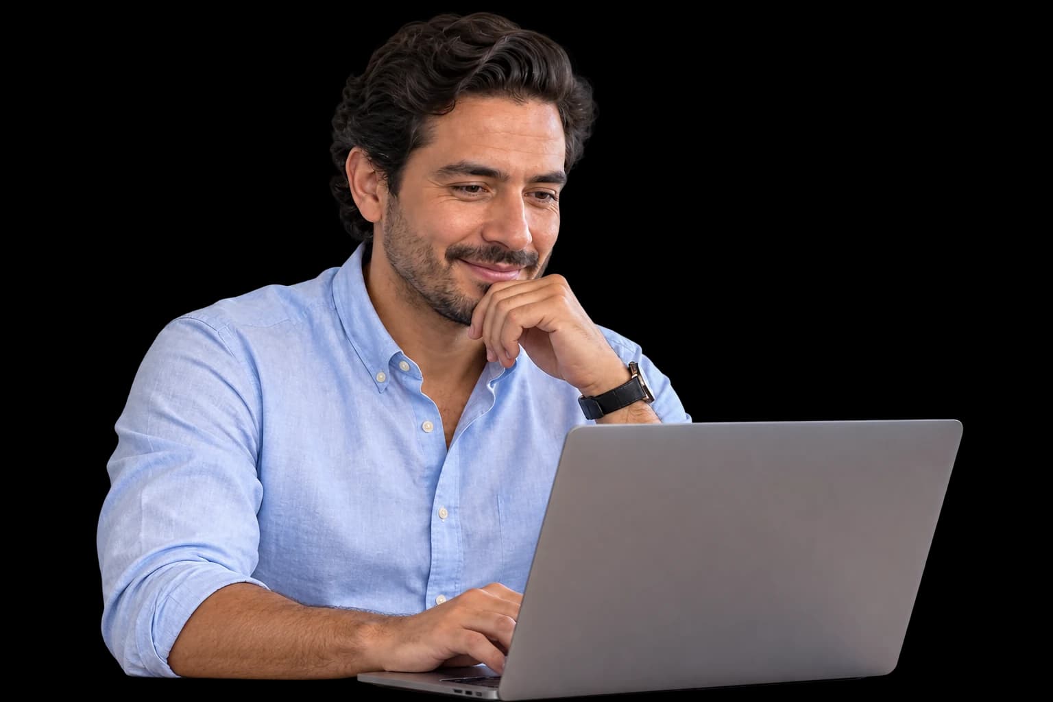 Client reviewing a confirmation on a computer