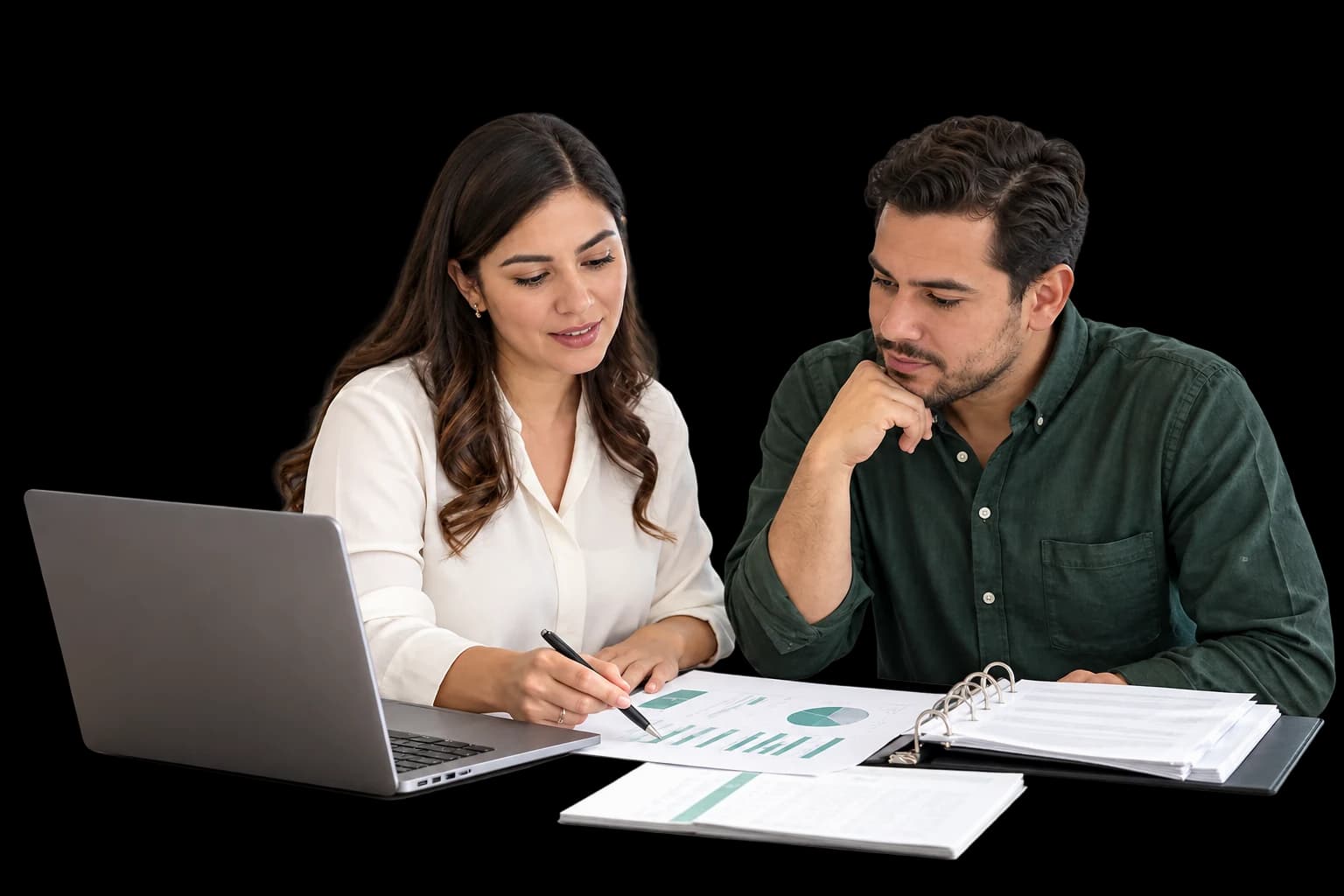 Accountant and client reviewing accounting documents together