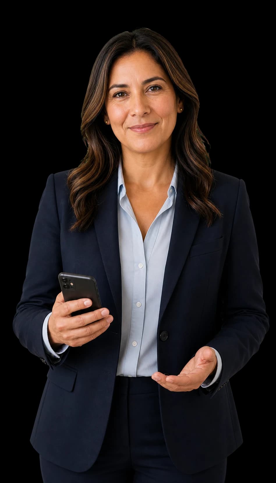 Trusted Fintax accountant with a phone and a welcoming gesture