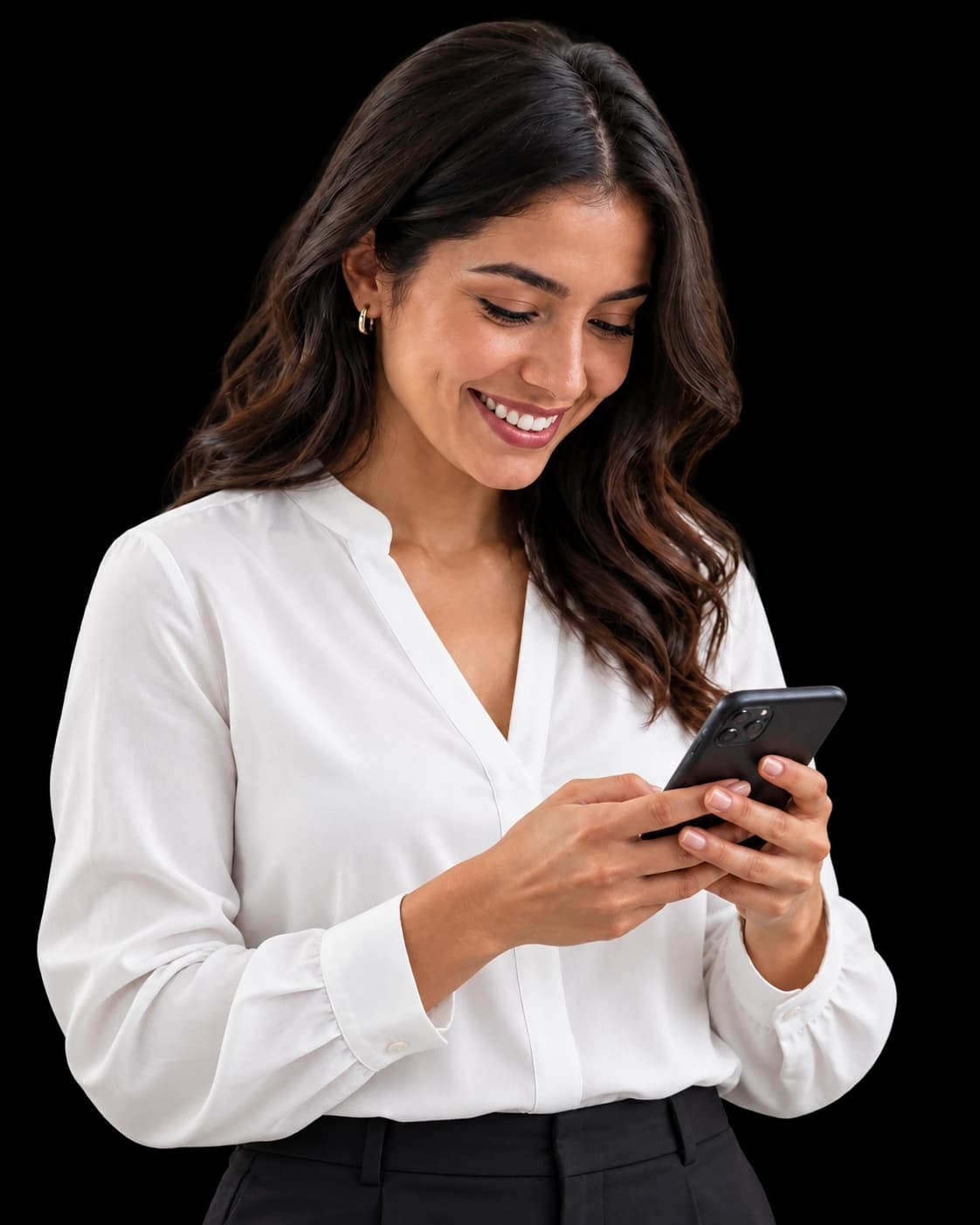 Client checking her phone