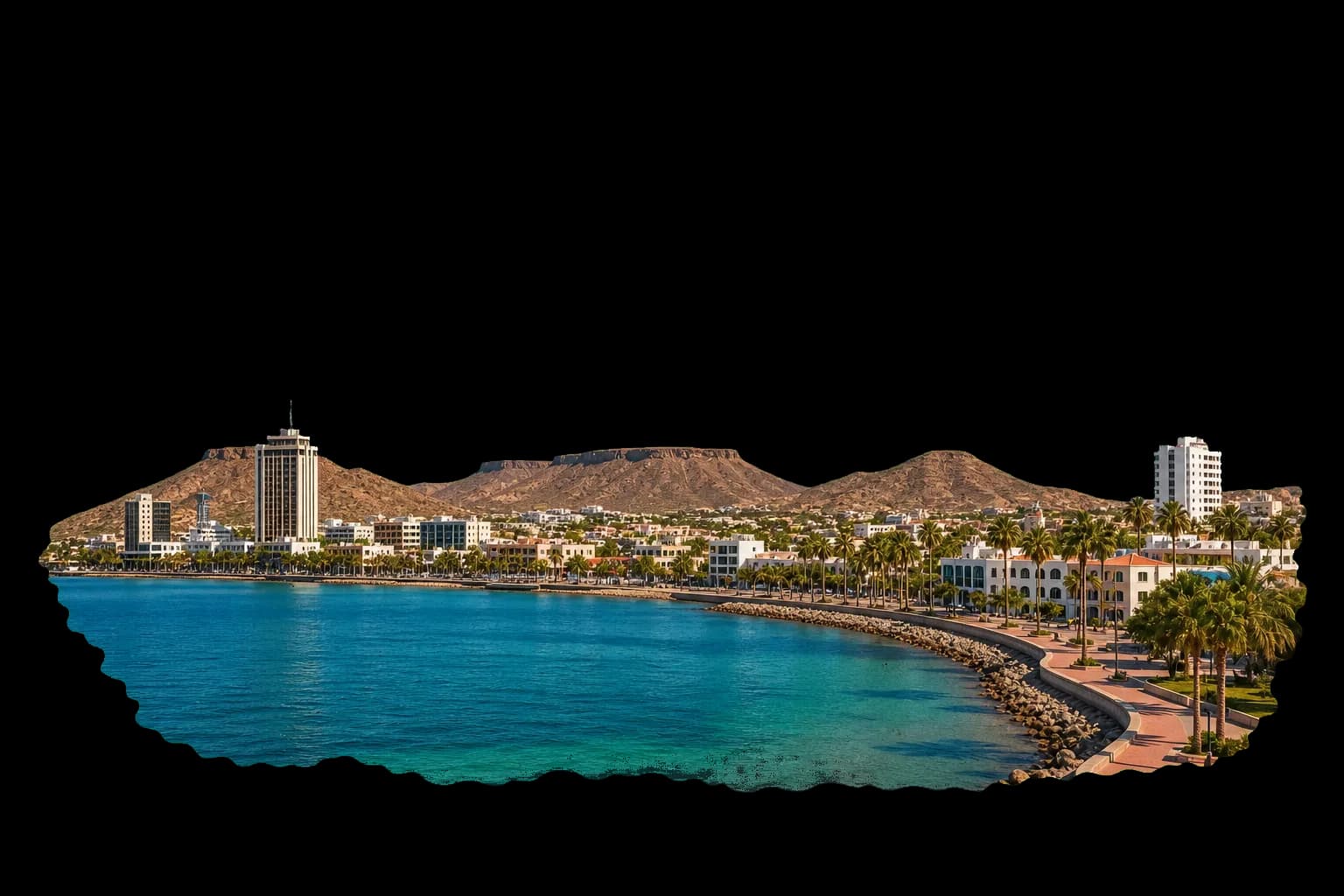 Vista de La Paz y el malecon de Baja California Sur