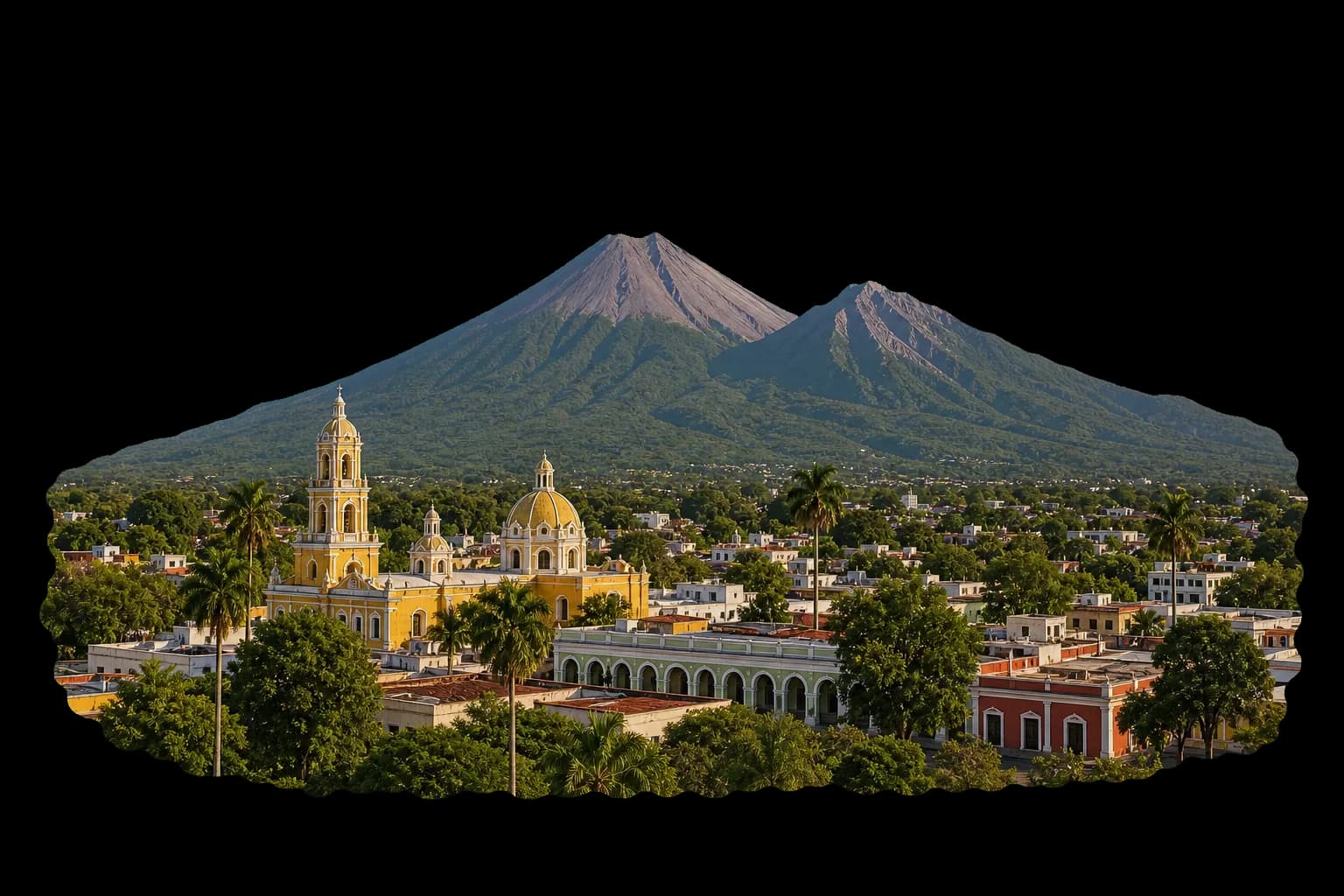 Volcán de Colima y centro urbano como referencia para servicios contables locales