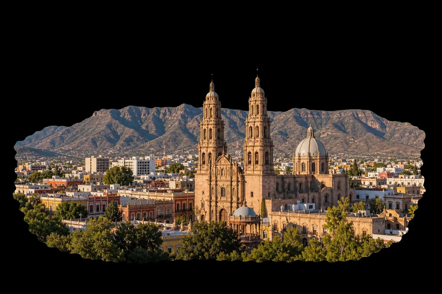 Vista de Durango con centro historico y montanas al fondo