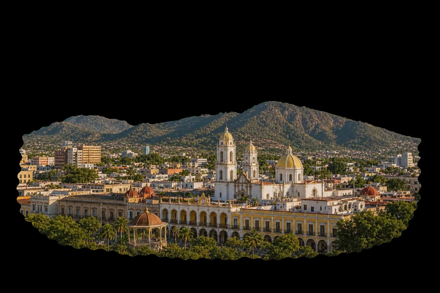 Centro de Tepic y paisaje verde de Nayarit para una página de despacho contable