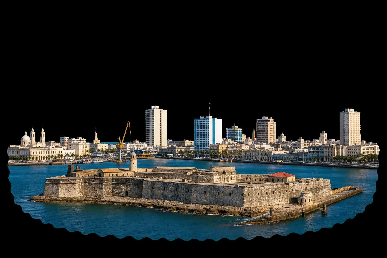 Vista de Veracruz con puerto y San Juan de Ulua