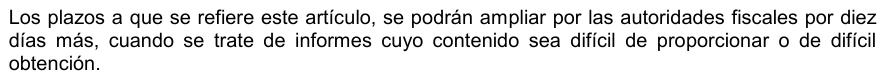 Full continuation paragraph of CFF Article 53 on page 115 allowing a discretionary ten-day extension for difficult information.