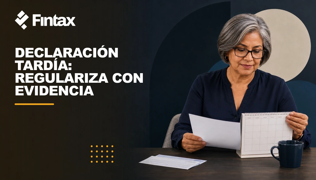 Contribuyente y contadora ordenando una declaración extemporánea con acuse y línea de captura.