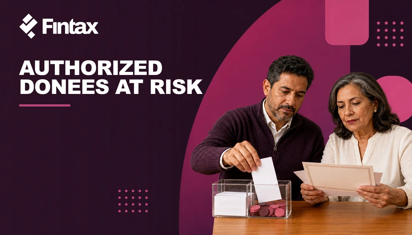 Nonprofit director and finance lead reviewing an authorization-risk notice.